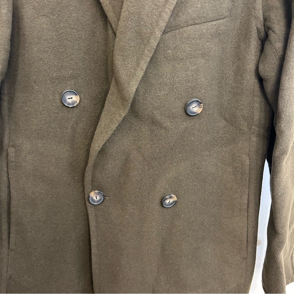 Vince Double Breasted Wool Coat Deep Green Women’s XS Notch Lapel - Picture 9 of 10